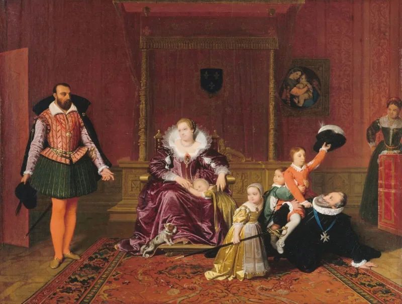 Jean-Auguste Dominique Ingres – Heinrich IV spielt mit seinen Kindern  1810 | Giclée Kunstdruck gerahmt