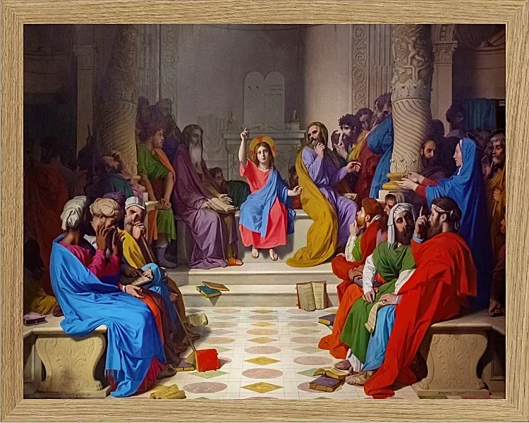 Jean-Auguste Dominique Ingres – Jesus unter den Ärzten  1804 | Giclée Kunstdruck gerahmt