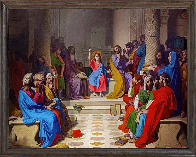 Jean-Auguste Dominique Ingres – Jesus unter den Ärzten  1804 | Giclée Kunstdruck gerahmt