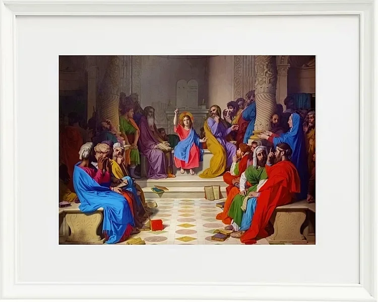 Jean-Auguste Dominique Ingres – Jesus unter den Ärzten  1804 | Giclée Kunstdruck gerahmt