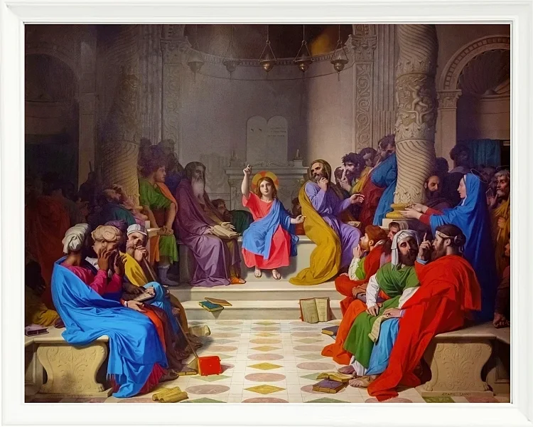 Jean-Auguste Dominique Ingres – Jesus unter den Ärzten  1804 | Giclée Kunstdruck gerahmt