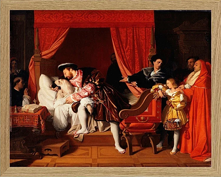 Jean-Auguste Dominique Ingres – Leonardo da Vincis letzte Atemzüge  1818 | Giclée Kunstdruck gerahmt