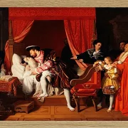 Jean-Auguste Dominique Ingres – Leonardo da Vincis letzte Atemzüge  1818 | Giclée Kunstdruck gerahmt