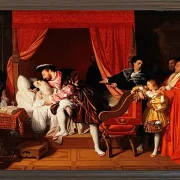 Jean-Auguste Dominique Ingres – Leonardo da Vincis letzte Atemzüge  1818 | Giclée Kunstdruck gerahmt