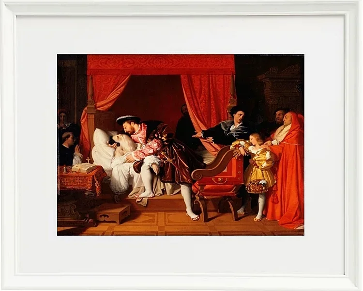 Jean-Auguste Dominique Ingres – Leonardo da Vincis letzte Atemzüge  1818 | Giclée Kunstdruck gerahmt