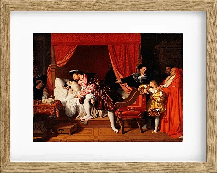 Jean-Auguste Dominique Ingres – Leonardo da Vincis letzte Atemzüge  1818 | Giclée Kunstdruck gerahmt