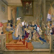 Jean-Auguste Dominique Ingres – Marschall de Berwick erhält das Goldene Vlies  1864 | Giclée Kunstdruck gerahmt