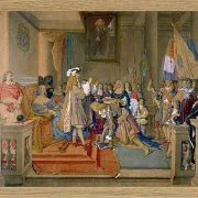 Jean-Auguste Dominique Ingres – Marschall de Berwick erhält das Goldene Vlies  1864 | Giclée Kunstdruck gerahmt