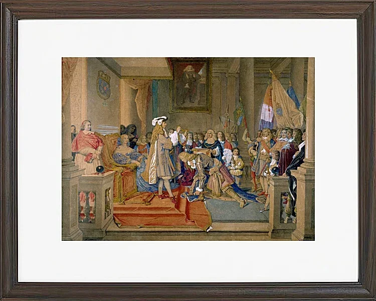 Jean-Auguste Dominique Ingres – Marschall de Berwick erhält das Goldene Vlies  1864 | Giclée Kunstdruck gerahmt