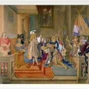 Jean-Auguste Dominique Ingres – Marschall de Berwick erhält das Goldene Vlies  1864 | Giclée Kunstdruck gerahmt