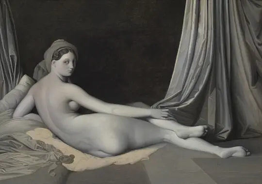 Jean Auguste Dominique Ingres | Odalisk i Grisaille - 1834 | Indrammet kunsttryk | Klassicisme | formida
