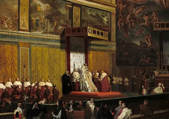 Jean Auguste Dominique Ingres | Pave Pius VII i det Sixtinske Kapel - 1814 | Indrammet kunsttryk | Klassicisme | formida