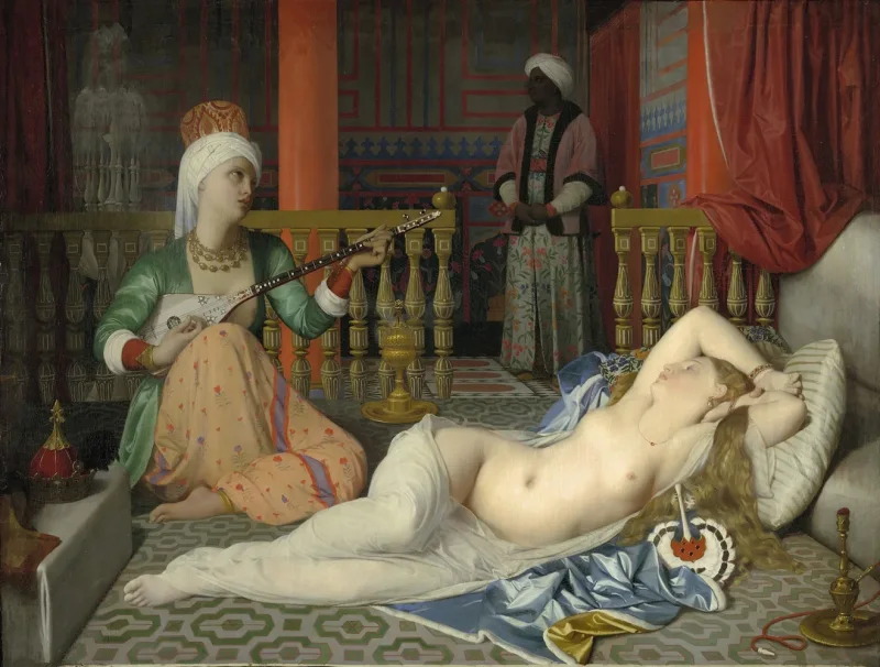 Jean-Auguste Dominique Ingres – Odaliske, Sklave und Eunuch  1839 | Giclée Kunstdruck gerahmt