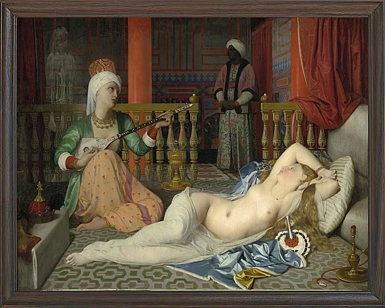 Jean-Auguste Dominique Ingres – Odaliske, Sklave und Eunuch  1839 | Giclée Kunstdruck gerahmt