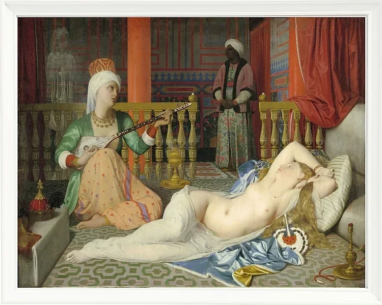 Jean-Auguste Dominique Ingres – Odaliske, Sklave und Eunuch  1839 | Giclée Kunstdruck gerahmt