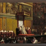 Jean-Auguste Dominique Ingres – Papst Pius VII in der Sixtinischen Kapelle  1814 | Giclée Kunstdruck gerahmt