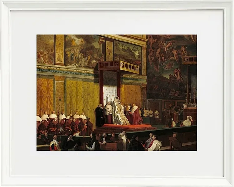 Jean-Auguste Dominique Ingres – Papst Pius VII in der Sixtinischen Kapelle  1814 | Giclée Kunstdruck gerahmt
