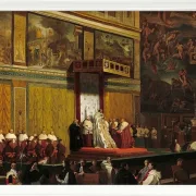 Jean-Auguste Dominique Ingres – Papst Pius VII in der Sixtinischen Kapelle  1814 | Giclée Kunstdruck gerahmt