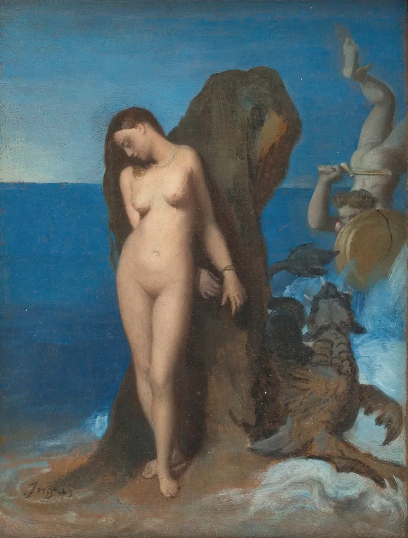 Jean-Auguste Dominique Ingres – Perseus und Andromeda  1819 | Giclée Kunstdruck gerahmt