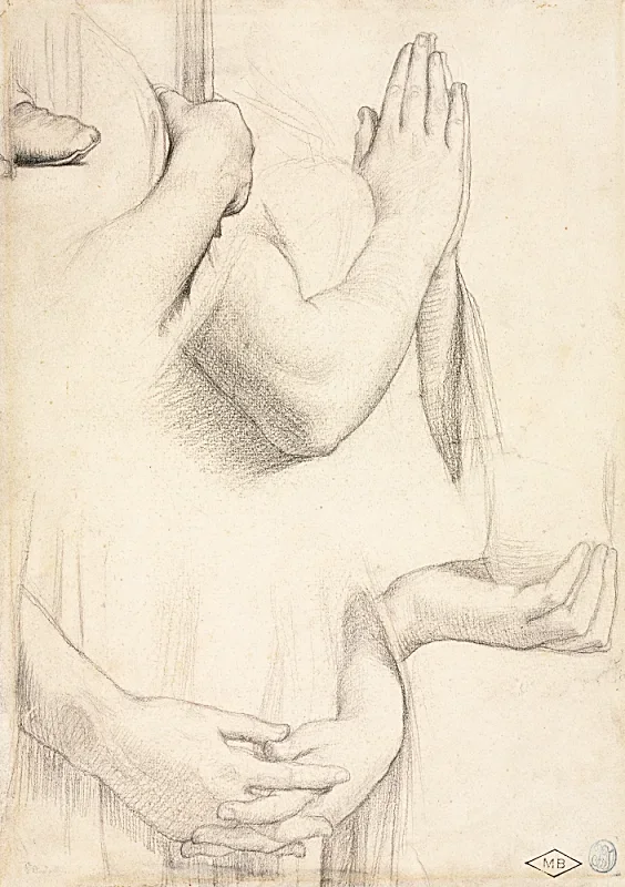Jean Auguste Dominique Ingres | Studie af hænder - 1842 | Indrammet kunsttryk | Klassicisme | formida