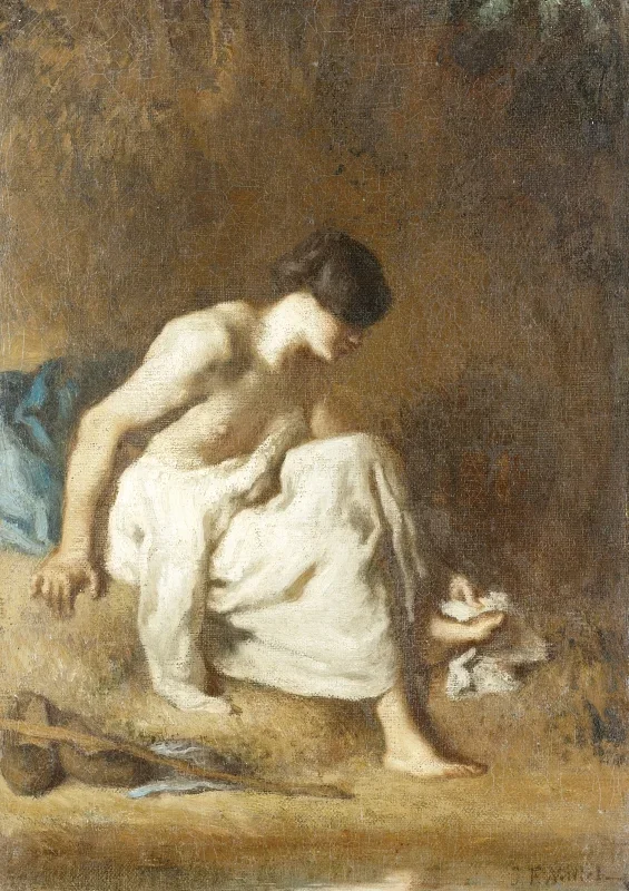 Jean-François Millet | Badersken – 1846 | Indrammet kunsttryk | Realisme