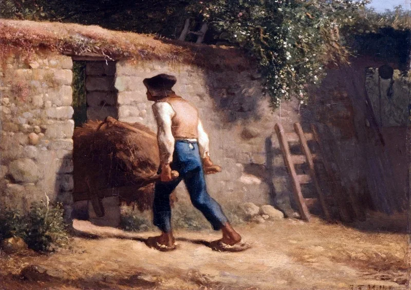 Jean-François Millet | Bauer mit einer Schubkarre - 1848 | Gerahmter Kunstdruck | Realismus