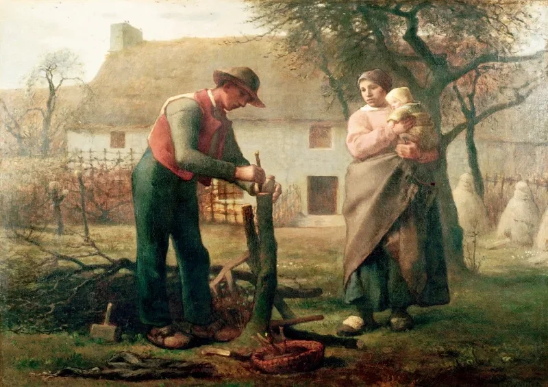 Jean-François Millet | Landmand, der poder et træ – 1867 | Indrammet kunsttryk | Realisme