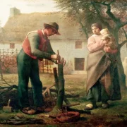 Jean-François Millet | Landmand, der poder et træ – 1867 | Indrammet kunsttryk | Realisme