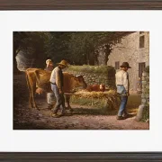 Jean-François Millet – Bauern bringen ein auf dem Feld geborenes Kalb nach Hause 1864 | Giclée Kunstdruck gerahmt