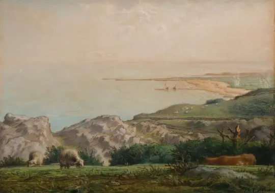 Jean-François Millet | Havet set fra toppen af Landemer Cliff - 1870 | Indrammet kunsttryk | Realisme