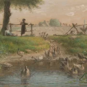 Jean-François Millet – Bauernkinder am Enten Teich 1865 | Giclée Kunstdruck gerahmt