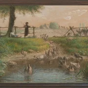Jean-François Millet – Bauernkinder am Enten Teich 1865 | Giclée Kunstdruck gerahmt