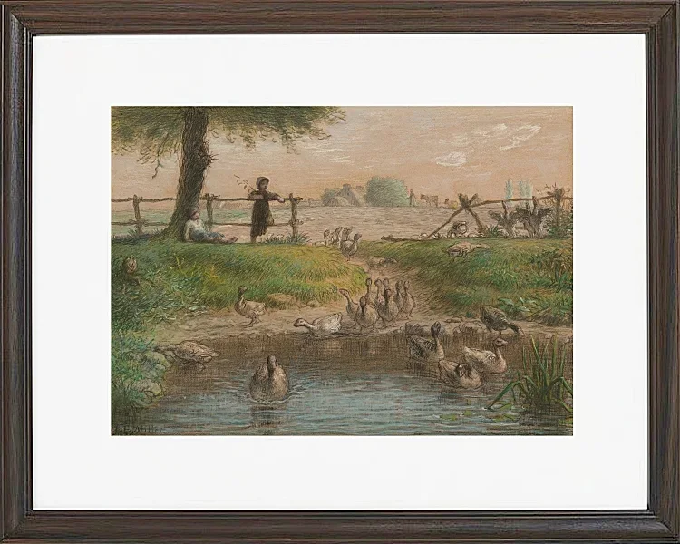 Jean-François Millet – Bauernkinder am Enten Teich 1865 | Giclée Kunstdruck gerahmt
