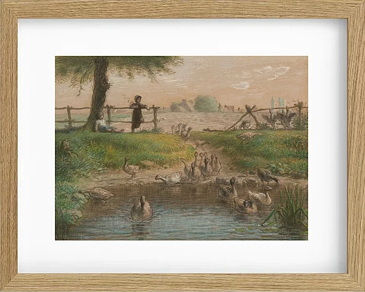 Jean-François Millet – Bauernkinder am Enten Teich 1865 | Giclée Kunstdruck gerahmt