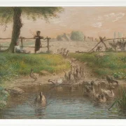 Jean-François Millet – Bauernkinder am Enten Teich 1865 | Giclée Kunstdruck gerahmt