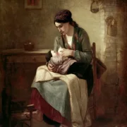 Jean-François Millet | Ammende bondekvinde – 1845 | Indrammet kunsttryk | Realisme