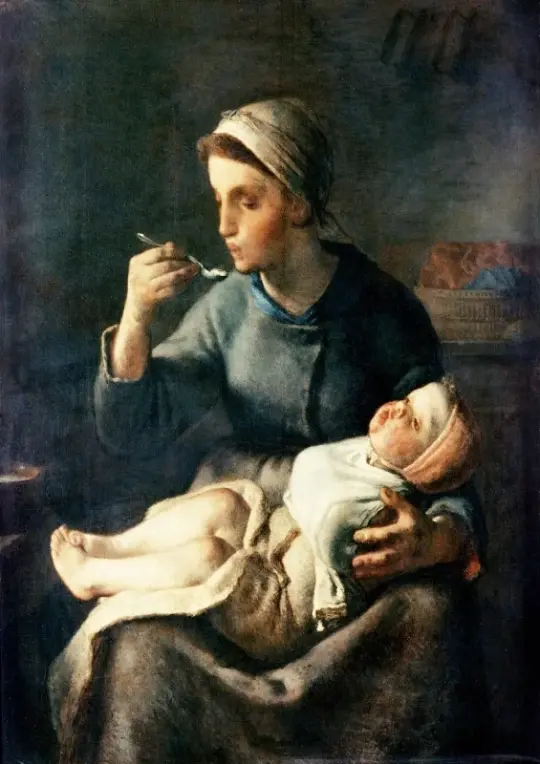 Jean-François Millet | Babymüsli – 1867 | Indrammet kunsttryk | Realisme