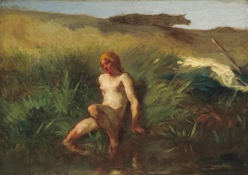 Jean-François Millet | Badersken – 1847 | Indrammet kunsttryk | Realisme
