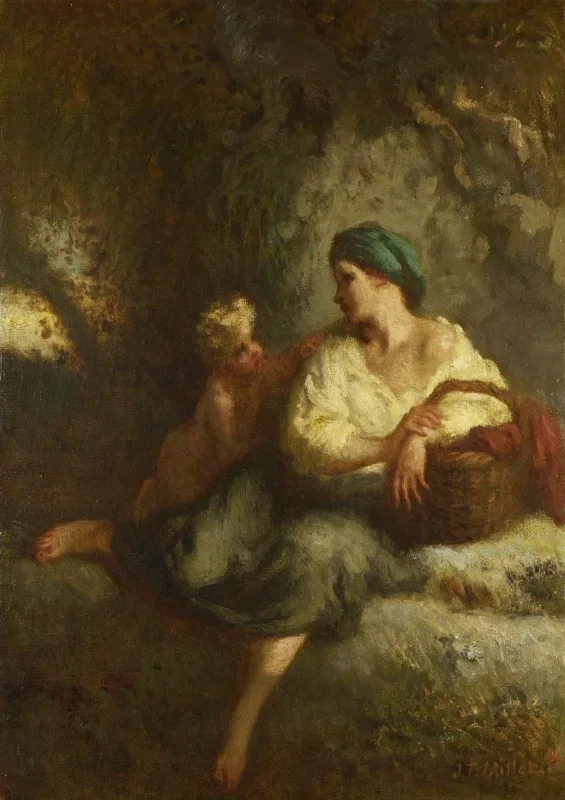Jean-François Millet | Hvisken – 1846 | Indrammet kunsttryk | Realisme