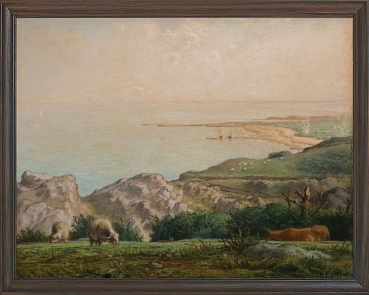 Jean-François Millet – Das Meer von der Spitze der Landemer-Klippe aus gesehen 1870 | Giclée Kunstdruck gerahmt
