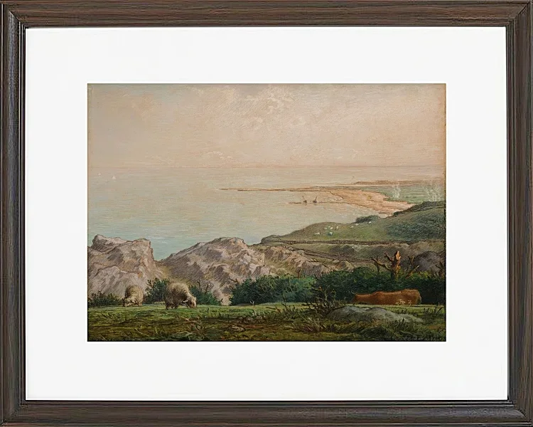 Jean-François Millet – Das Meer von der Spitze der Landemer-Klippe aus gesehen 1870 | Giclée Kunstdruck gerahmt