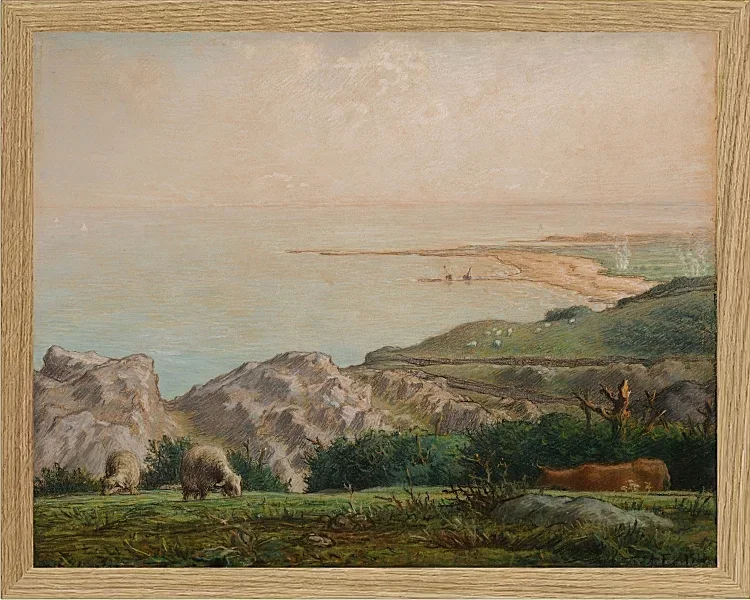 Jean-François Millet – Das Meer von der Spitze der Landemer-Klippe aus gesehen 1870 | Giclée Kunstdruck gerahmt