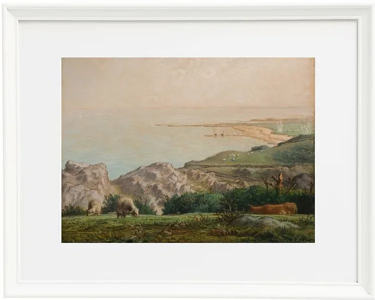 Jean-François Millet – Das Meer von der Spitze der Landemer-Klippe aus gesehen 1870 | Giclée Kunstdruck gerahmt