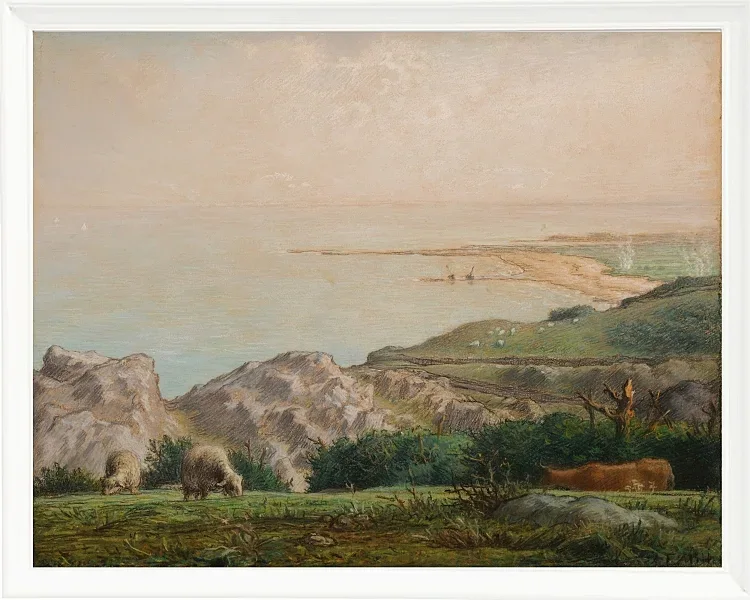 Jean-François Millet – Das Meer von der Spitze der Landemer-Klippe aus gesehen 1870 | Giclée Kunstdruck gerahmt