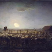 Jean-François Millet | Fårefolden i måneskin – 1856 | Indrammet kunsttryk | Realisme