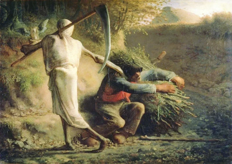 Jean-François Millet | Der Tod und der Holzfäller - 1859 | Gerahmter Kunstdruck | Realismus