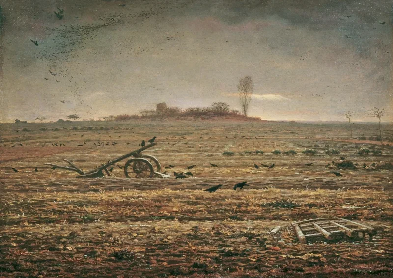 Jean-François Millet | Sletten ved Chailly med harve og plov – 1862 | Indrammet kunsttryk | Realisme