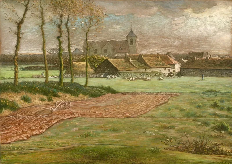 Jean-François Millet | Kirken i Chailly – 1868 | Indrammet kunsttryk | Realisme