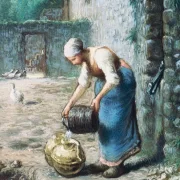 Jean-François Millet | Kvinden ved brønden - 1866 | Indrammet kunsttryk | Realisme