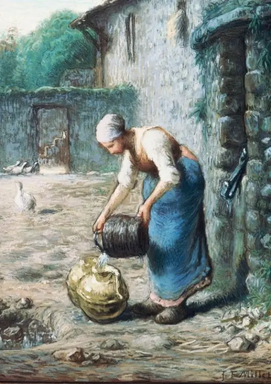 Jean-François Millet | Kvinden ved brønden - 1866 | Indrammet kunsttryk | Realisme